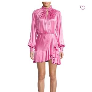 Divine Heritage Barbie Pink Silk Crossover Ruffle Mini Dress  (111)